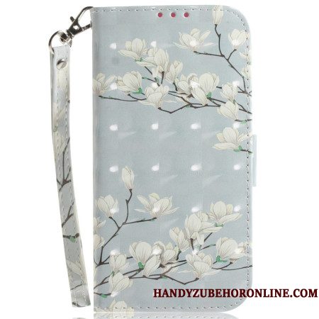 Folio-hoesje Xiaomi 15 Ultra Telefoonhoesje Magnolia's Met Sleutelkoord