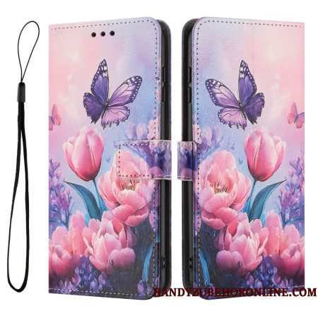 Folio-hoesje Xiaomi 17 Pro Max Vlinder En Roze Bloemen