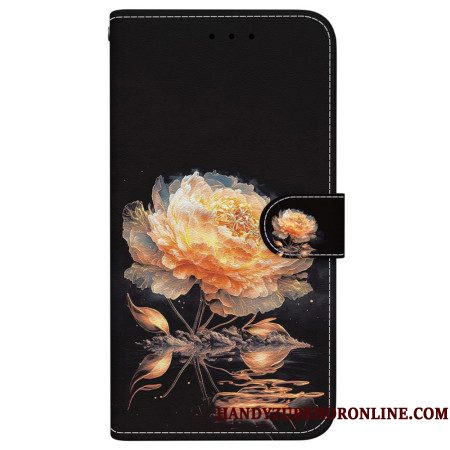 Folio-hoesje Xiaomi Redmi Note 14 4g Telefoonhoesje Oranje Pioenroos