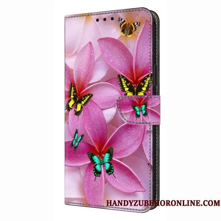 Folio-hoesje Xiaomi Redmi Note 14 4g Telefoonhoesje Roze Vlinders En Bloemen