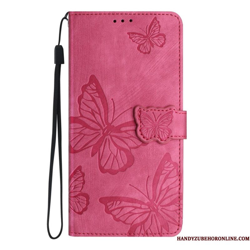 Folio-hoesje Xiaomi Redmi Note 14 Pro 4g Telefoonhoesje Suède-effect Vlinders