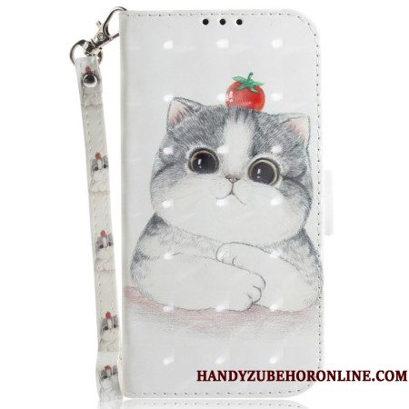 Folio-hoesje Xiaomi Redmi Note 15 5g Telefoonhoesje Schattige Kat Met Koord