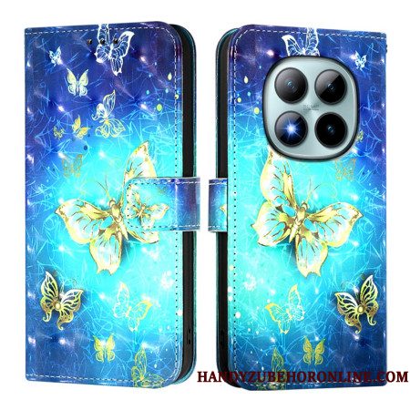 Folio-hoesje Xiaomi Redmi Note 15 Pro Plus 5g Telefoonhoesje Gouden Vlinders