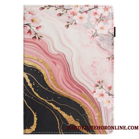 Hoesje Case Samsung Galaxy Tab S10 Fe Telefoonhoesje Marmeren Bloemenontwerp