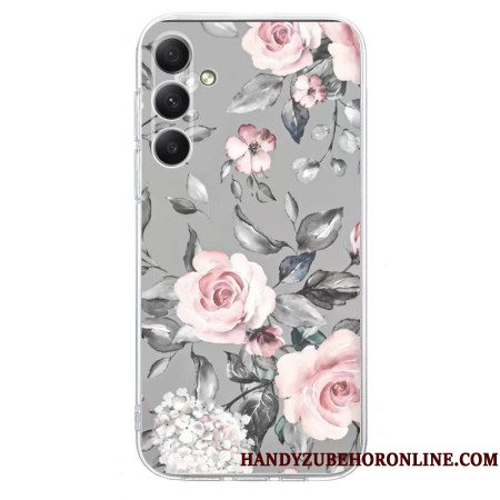 Hoesje Samsung Galaxy A17 4g / 5g Grijs Bloemenpatroon