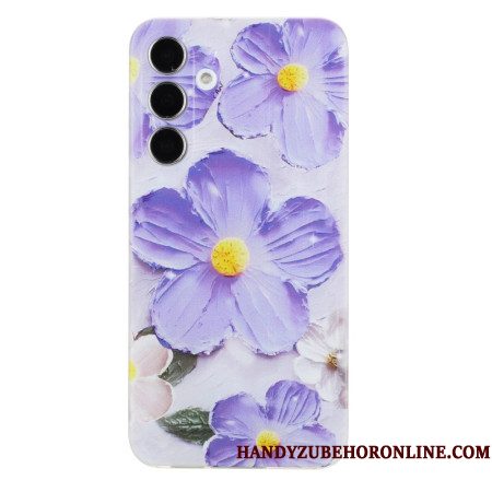 Hoesje Samsung Galaxy A17 4g / 5g Paarse Bloemen Bescherming Hoesje