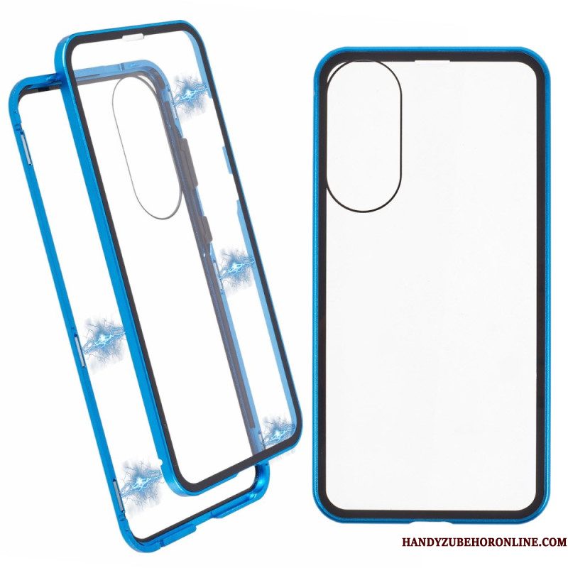 Hoesje Samsung Galaxy S25 5g Edge Gehard Glas En Magnetisch Frame Bescherming Hoesje