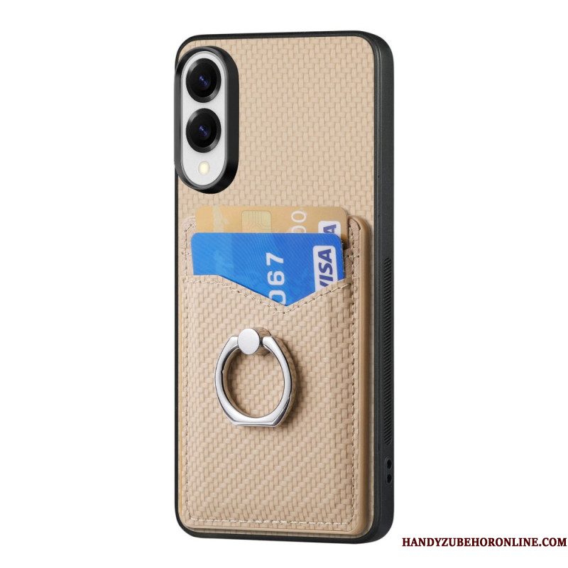 Hoesje Samsung Galaxy S25 5g Edge Kaarthouder En Ringstandaard Van Koolstofvezel Bescherming Hoesje