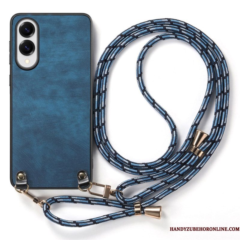 Hoesje Samsung Galaxy S25 5g Edge Vintage Koord Met Leerlook