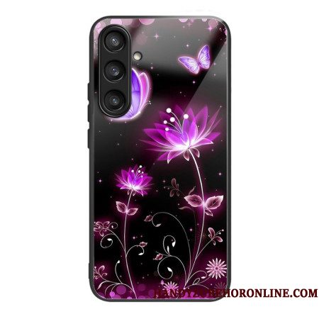 Hoesje Samsung Galaxy S25 5g Gehard Glas Met Bloemen En Vlinders