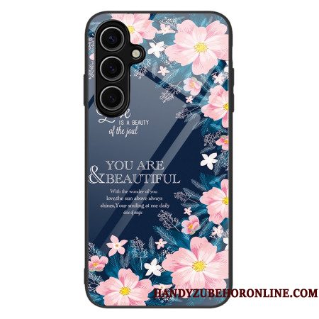 Hoesje Samsung Galaxy S25 5g Roze Bloemen Gehard Glas Bescherming Hoesje