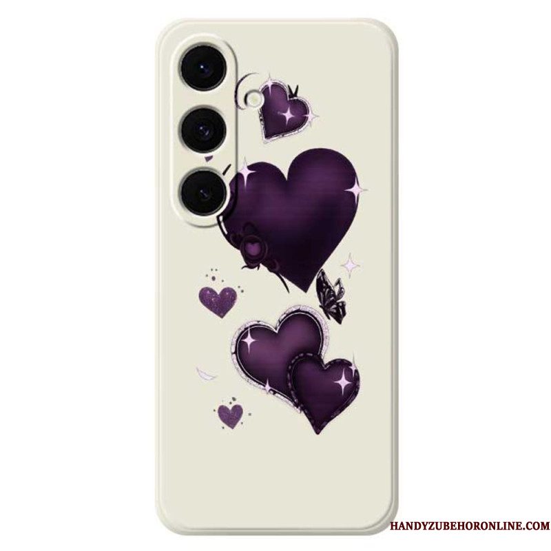 Hoesje Samsung Galaxy S25 Fe Siliconen Met Paarse Hartjes