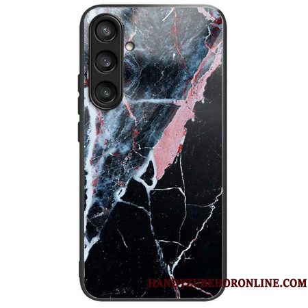 Hoesje Samsung Galaxy S25 Plus 5g Zwart & Roze Marmer Gehard Glas Bescherming Hoesje