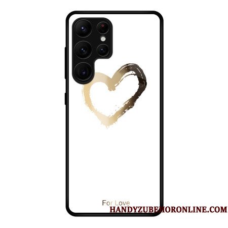 Hoesje Samsung Galaxy S25 Ultra 5g Gouden Hart Op Witte Achtergrond Bescherming Hoesje