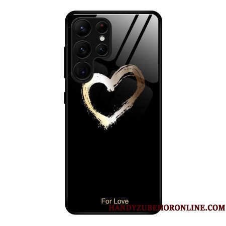 Hoesje Samsung Galaxy S25 Ultra 5g Gouden Hart Op Zwarte Achtergrond