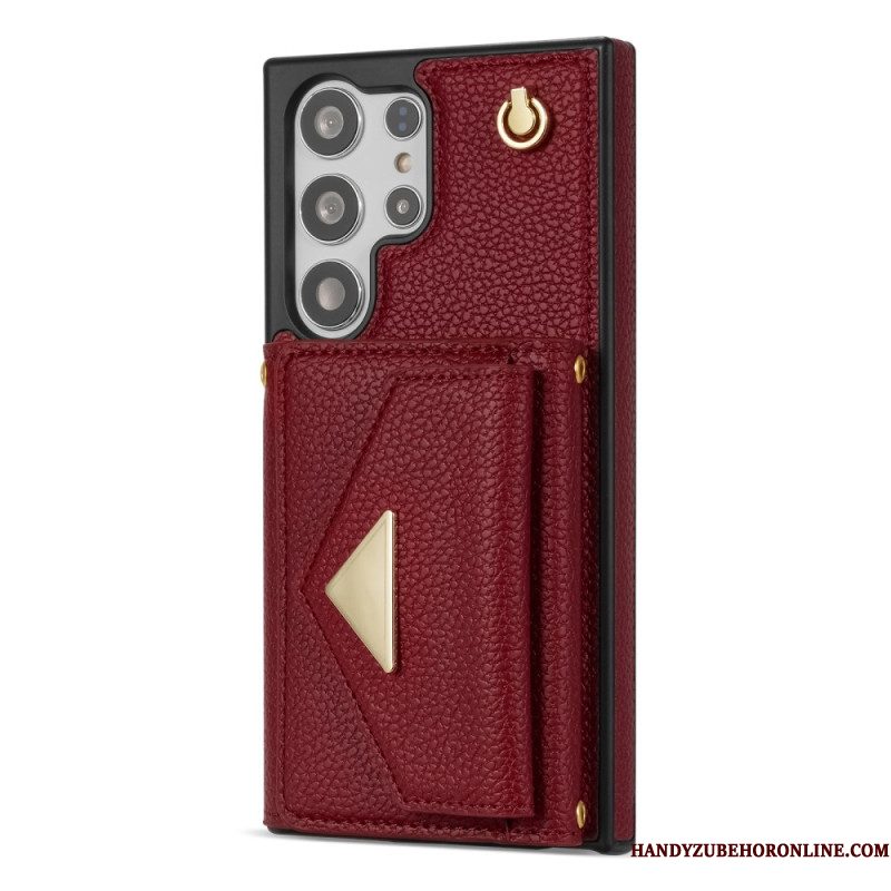 Hoesje Samsung Galaxy S25 Ultra 5g Lederlook Met Kaarthouder En Bandje
