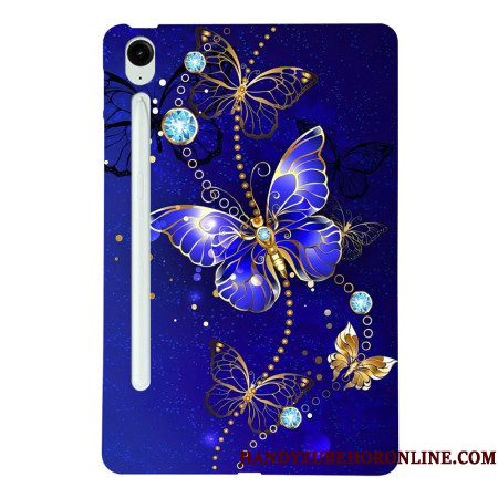 Hoesje Samsung Galaxy Tab S10 Fe Plus Blauwe En Gouden Vlinders