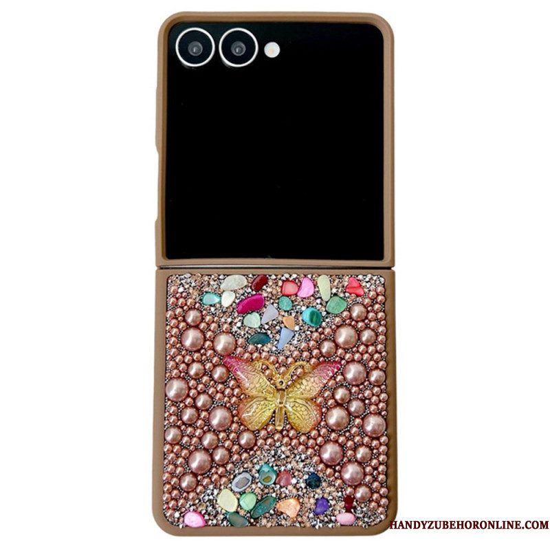 Hoesje Samsung Galaxy Z Flip 7 Decoratie Met Strass-vlinder