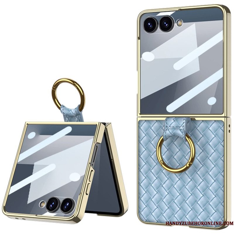 Hoesje Samsung Galaxy Z Flip 7 Geweven Textuur Met Ringhouder