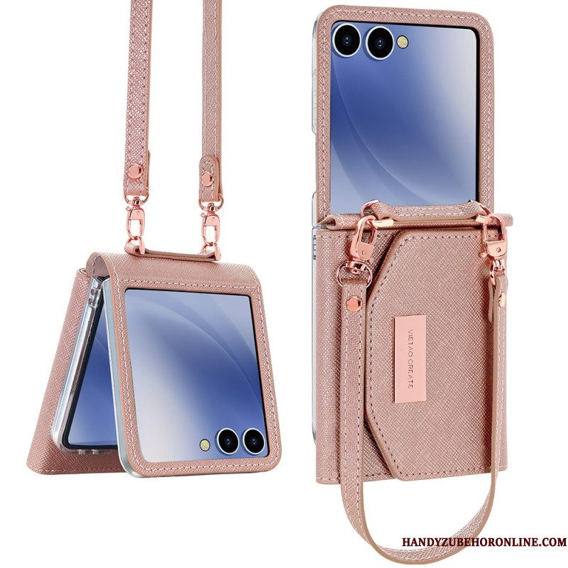 Hoesje Samsung Galaxy Z Flip 7 Portemonnee En Riem Bescherming Hoesje
