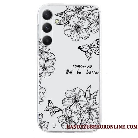 Hoesje Voor Samsung Galaxy A17 4g / 5g Vlinders En Witte Bloemen