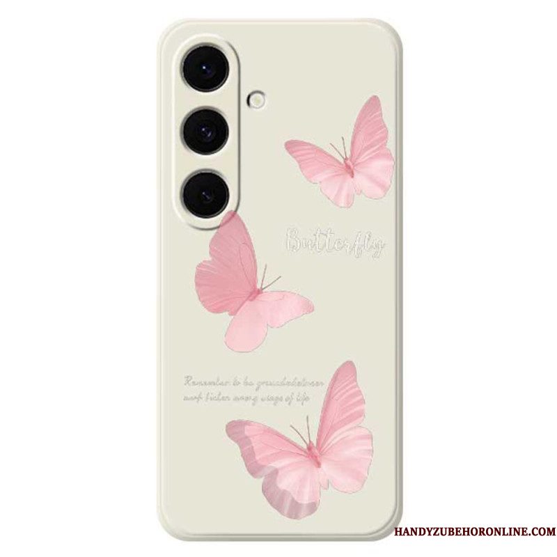 Hoesje Voor Samsung Galaxy S25 Fe Siliconen Met Roze Vlinder