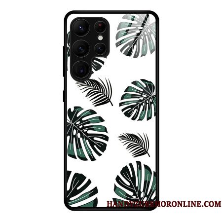 Hoesje Voor Samsung Galaxy S25 Ultra 5g Bladpatroon Van Gehard Glas