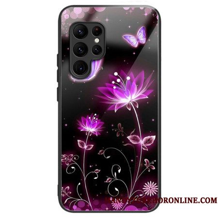 Hoesje Voor Samsung Galaxy S25 Ultra 5g Bloemen En Vlinders Van Gehard Glas