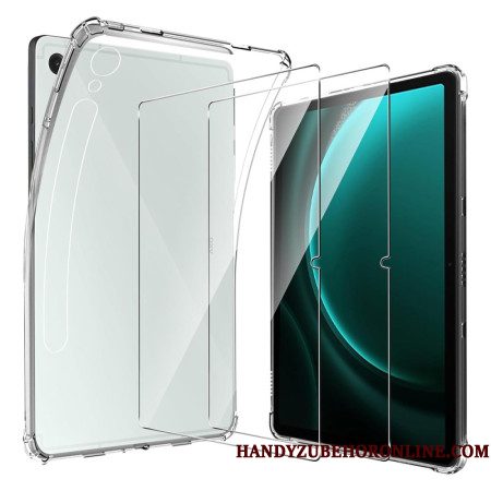 Hoesje Voor Samsung Galaxy Tab S10 Fe Transparant Met 2 Geharde Glazen Schermbeschermers