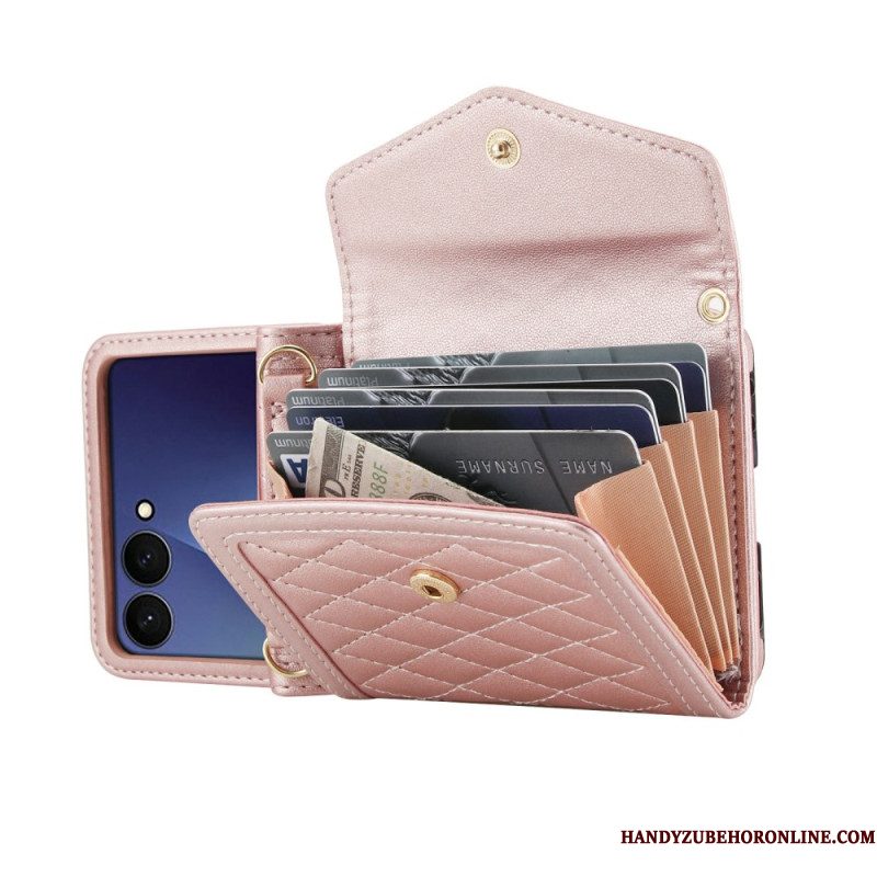 Hoesje Voor Samsung Galaxy Z Flip 7 Gevoerde Kaarthouder En Schouderband