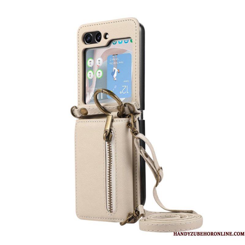 Hoesje Voor Samsung Galaxy Z Flip 7 Portemonnee En Schouderband