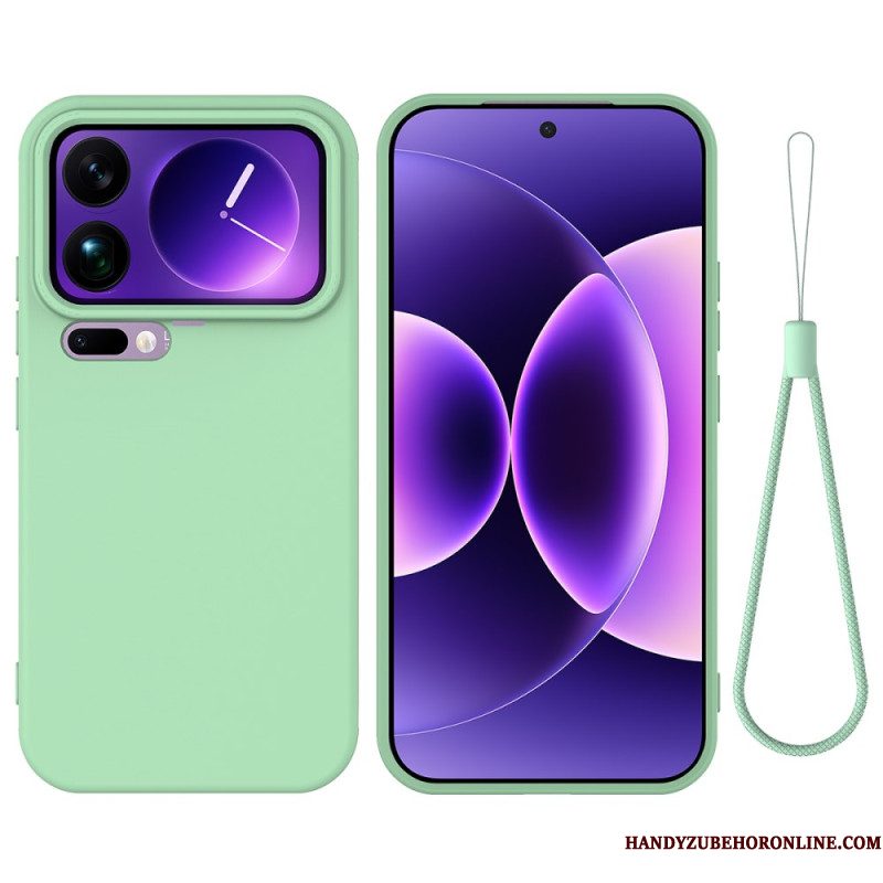 Hoesje Voor Xiaomi 17 Pro Max Vloeibare Siliconen Met Koord