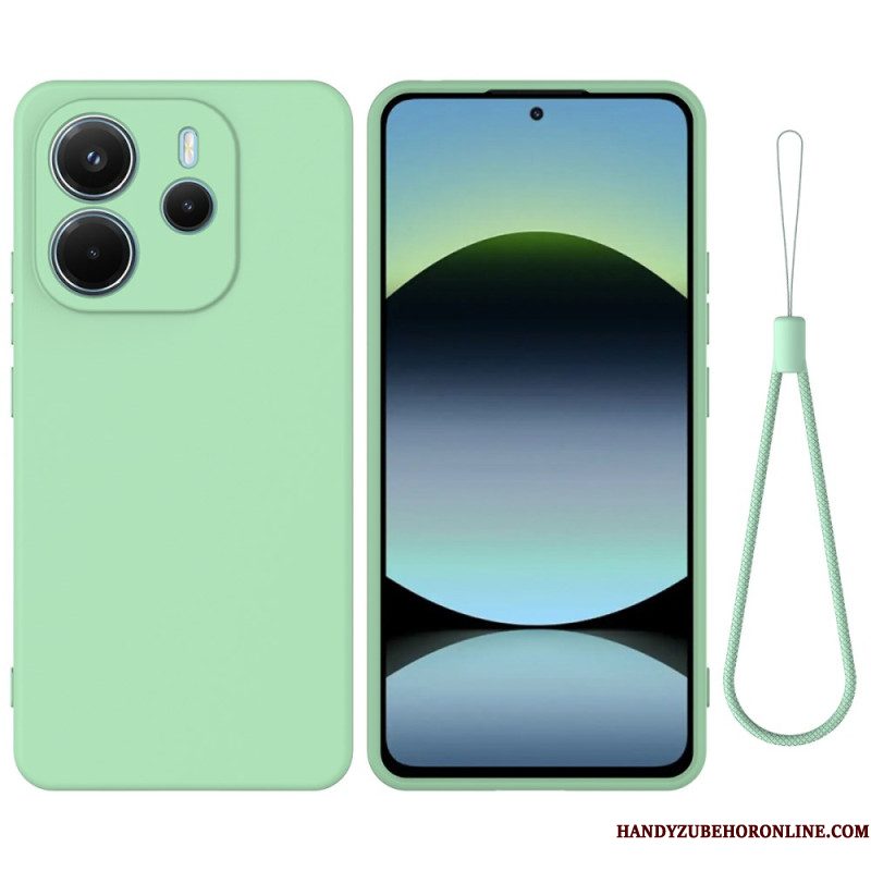 Hoesje Voor Xiaomi Redmi Note 14 4g Vloeibare Siliconen Met Bandje