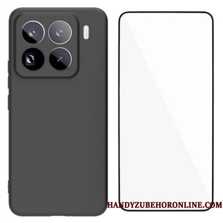 Hoesje Xiaomi 15 Pro Mat Siliconen Schermbeschermer Van Gehard Glas Bescherming Hoesje