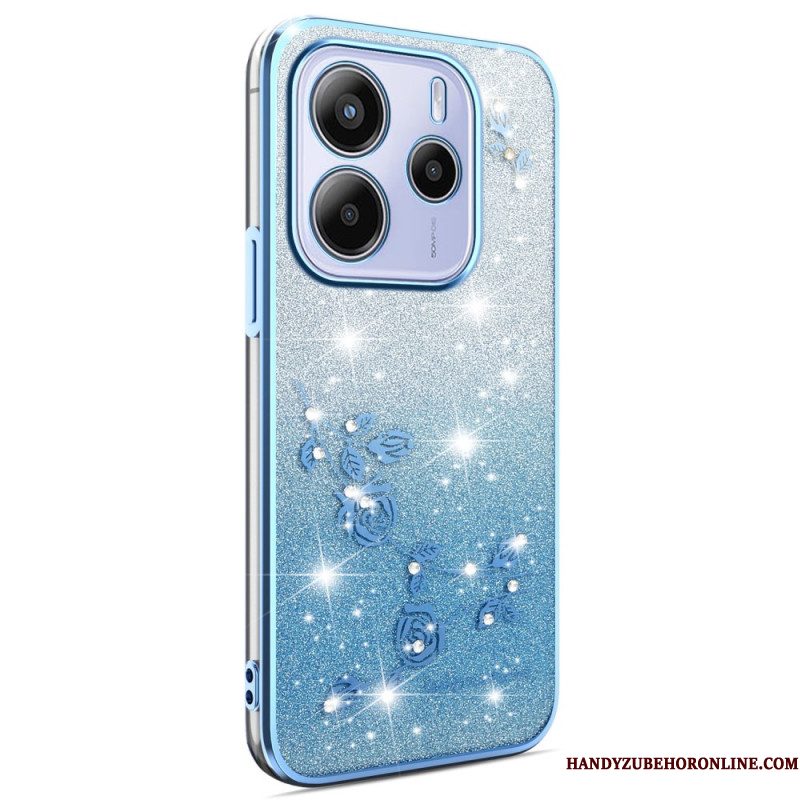 Hoesje Xiaomi Redmi Note 14 4g Glitter Met Bloemen In Kleurverloop