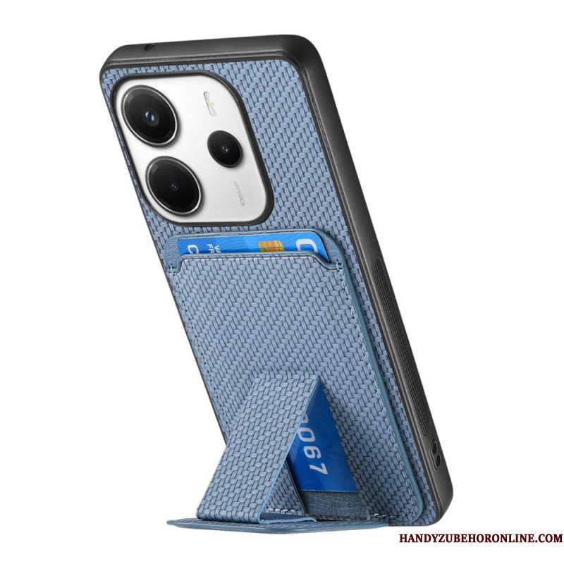 Hoesje Xiaomi Redmi Note 14 5g Kaarthouder Met Koolstofvezeltextuur