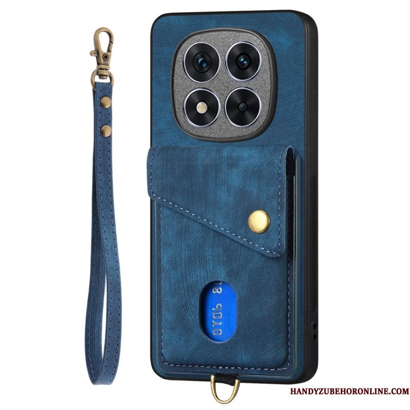 Hoesje Xiaomi Redmi Note 14 Pro 5g Kaarthouder Met Lederlook En Draagkoord Bescherming Hoesje
