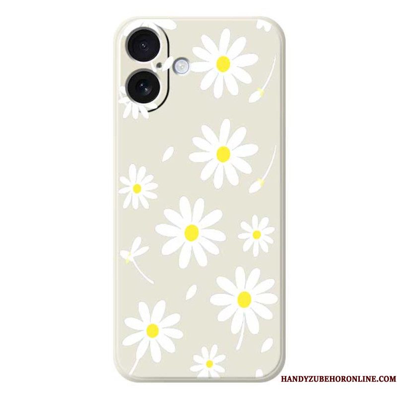 Hoesje iPhone 17 Madeliefjes Van Vloeibare Siliconen Bescherming Hoesje