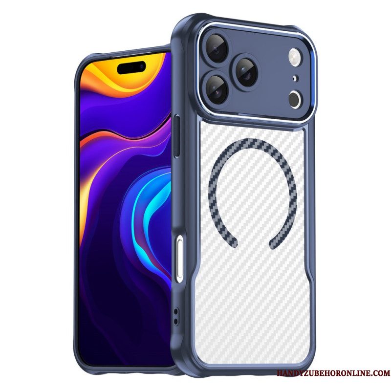 Hoesje iPhone 17 Pro Max Magsafe-compatibele Doorschijnende Koolstofvezel Bescherming Hoesje