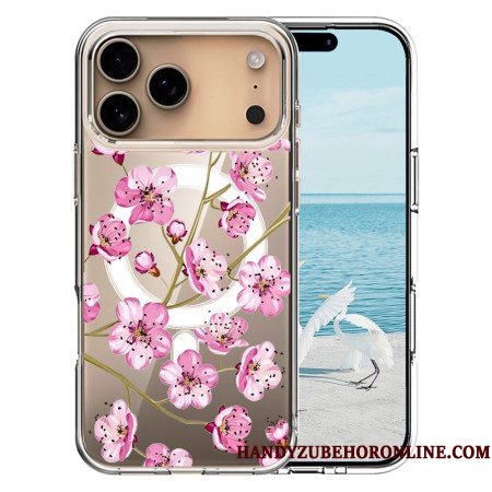 Hoesje iPhone 17 Pro Max Magsafe-compatibele Roze Bloemen