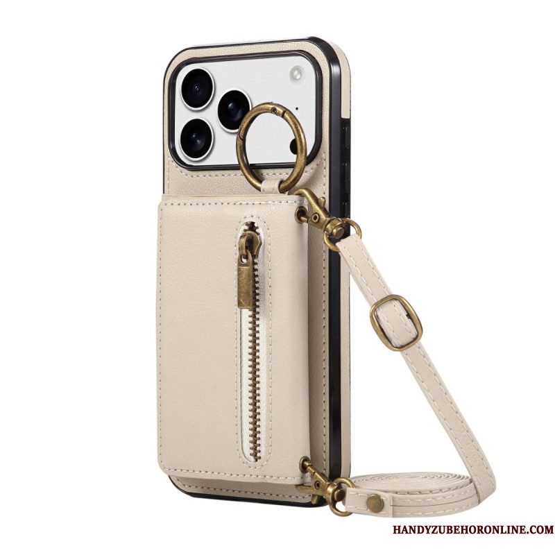 Hoesje iPhone 17 Pro Portemonnee Met Schouderband