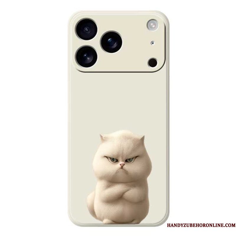 Hoesje iPhone 17 Pro Vloeibare Siliconen Met Boze Kat