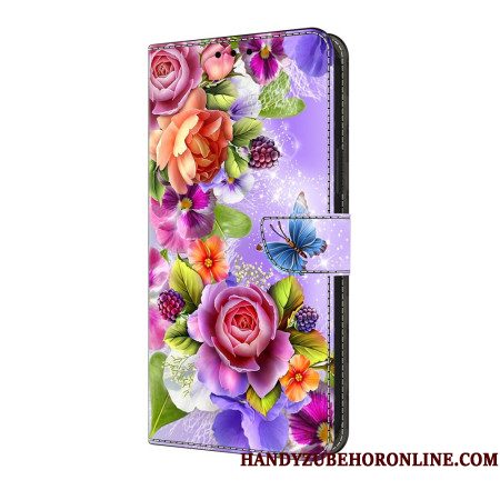 Leren Hoesje Samsung Galaxy A17 4g / 5g Intense Bloemen Bescherming Hoesje