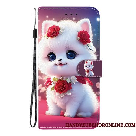 Leren Hoesje Samsung Galaxy A17 4g / 5g Kat Met Rozen Bescherming Hoesje