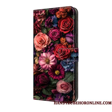 Leren Hoesje Samsung Galaxy A17 4g / 5g Roze Bloemen