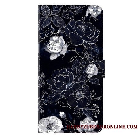 Leren Hoesje Samsung Galaxy A17 4g / 5g Vintage Bloemen Bescherming Hoesje