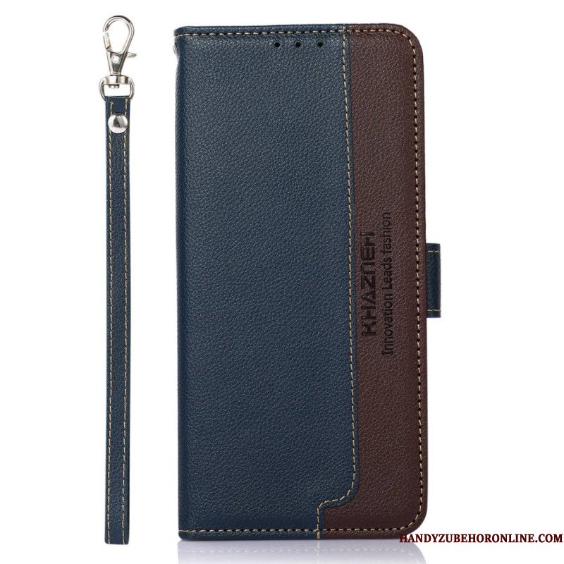 Leren Hoesje Samsung Galaxy S25 5g Edge Tweekleurig Khazneh Bescherming Hoesje