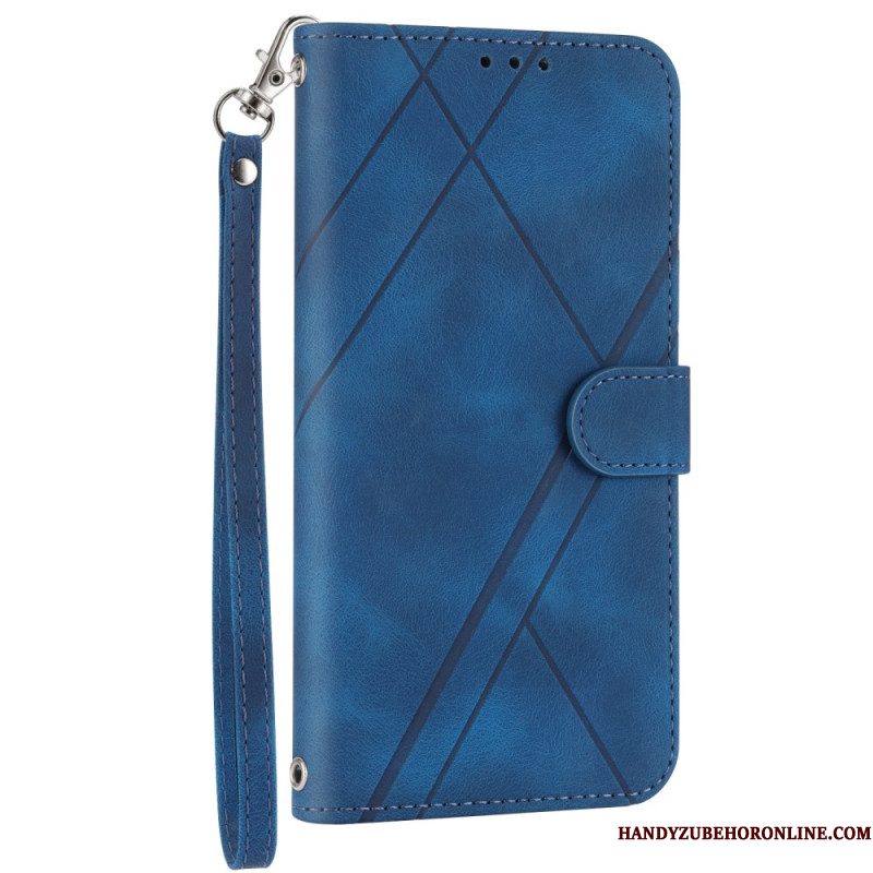 Leren Hoesje Samsung Galaxy S25 5g Gestreept Koord