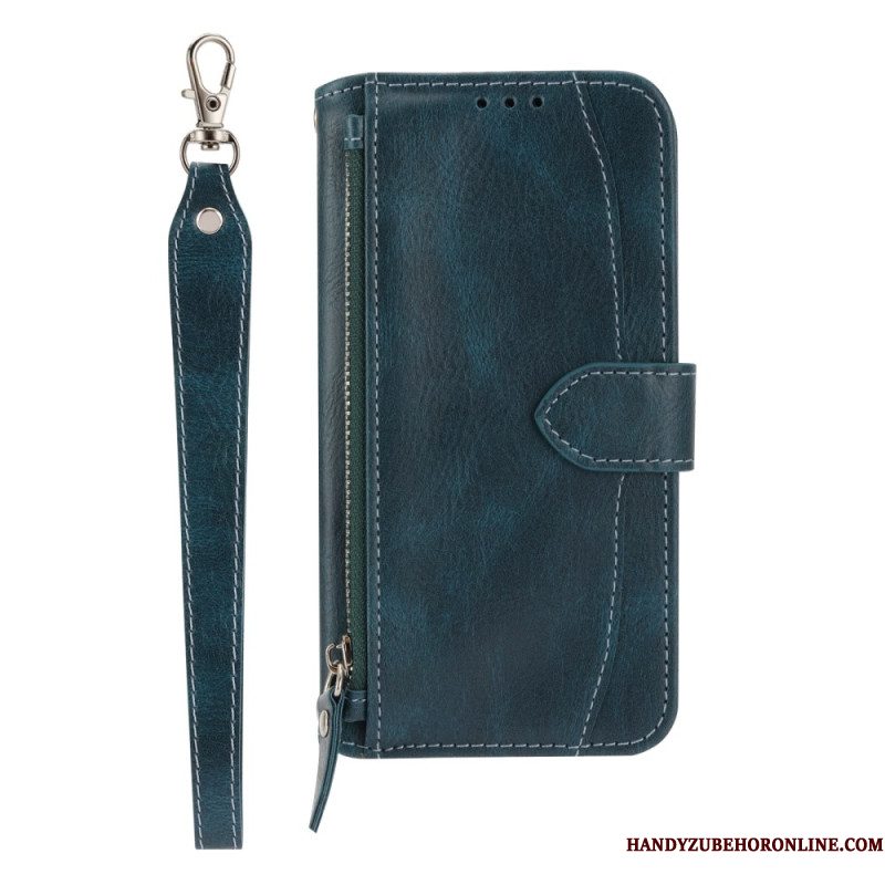 Leren Hoesje Samsung Galaxy S25 5g Vak Met Rits Riem En Schouderriem