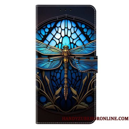 Leren Hoesje Samsung Galaxy S25 Plus 5g Blauwe Libelle Bescherming Hoesje